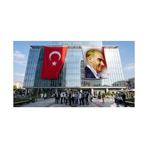 Yan Portre Atatürk Bayrak Ve Türk Bayrağı Premium Raşel Kumaş 2'li Set 10x15 Metre Ata45 Diğer
