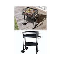 Kömürlü Mangal Yükseklik Ayarlı Çift Izgara Tekerlekli AF051