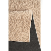 Plato Halı Opqo Sarmaşık Premium Oturma Odası, Salon, Antre, Yıkanabilir Polyester Kaymaz Taban Dark Bej Halı