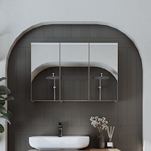 Banyo Dolabı Kulpsuz 3 Kapaklı Mdf 90 Cm Aynalı Banyo Dolabı Atl Atlantik Çam