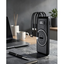 10000mah Dijital Göstergeli Usb-c Ve Kablosuz Şarjlı Powerbank Çok Renkli