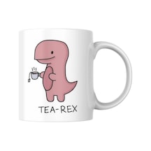 Dinozorlu Kupa Bardak Çaysever Komik Yazılı Hediyelik Çay Kahve Kupası Coffee Mug Beyaz - Çok Renkli