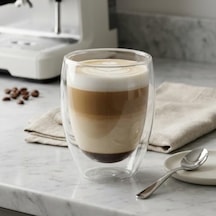 Çift Cidarlı Borosilikat Cam Kupa - 350 Ml Isıya Dayanıklı, El Yakmayan Yüzen Bardak 1 Adet Aeropress