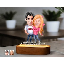 Bk Gift Kişiye Özel Sevgili Karikatürlü Dekoratif 3d Biblo Led Işıklı Gece Lambası-5, Düğün Hediyesi, Yıl Dönümü Hediyesi Kobitmeyen138280 Bk Gift