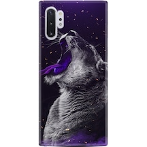Samsung Uyumlu Galaxy Note 10 Plus Kılıf Silikon Purple Leopar 1750