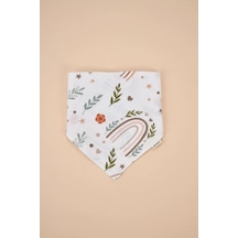 E&f Store Organik Sertifikalı Çift Katlı Müslin Kumaş - İki Çıtçıtlı Bebek Salya Önlük / Fular - Gökkuşağı Desenli Çok Renkli