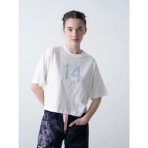 Zekids Kız Çocuk 14 Lıfe Yazılı Pamuklu Tshirt-15795 Ekru