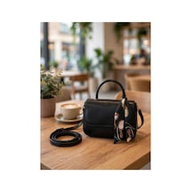 Names Bag Mini Sare Fular Detaylı Top Saplı Kadın El Ve Omuz Çantası - Günlük Siyah Siyah