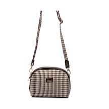 Silver Polo Sp765 Kadın Çapraz Çanta Ekose Line Kare Kahve Sarı-kahve