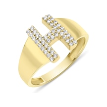 Fiyonk Kuyumculuk 14 Ayar Altın Taşlı H Harfli Yüzük 001