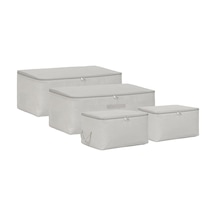 4'lü Gri Balıksırtı Hurç Set 2 Adet 30 X 22 X 18/2 Adet 52 X 28 X 21 Cm