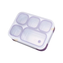 Vagonlife Bento 1000ml Lunchbox Tek Katlı 5 Bölmeli Çelik Sefer Tası Yemek Kutusu Mor Çok Renkli