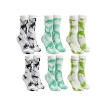 Unisex Batik Desenli Çorap 6'lı Set Renkli Pamuklu Uzun Soket Dikişsiz Nefes Alan Günlük Spor Çorabı Çok Renkli, 39-44