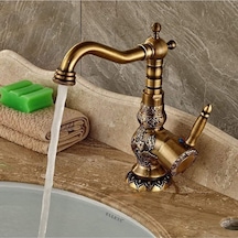 Banyo Lavabo Bataryası Desenli Antik Renk Gider Süzgeçli Set