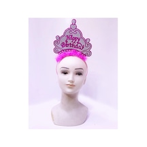 Happy Birthday Neon Pembe Renk Doğum Günü Tacı 24x15 Cm Çok Renkli