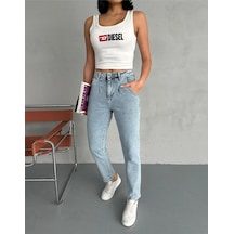 Pileli Baloon Fit Buz Mavi Jean Mavi+buz