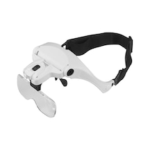 Geeksen 5 Lens 1.0x-3.5x Ayarlanabilir Baş Bandı Büyüteç Gözlük 2 Led Işıklı Büyütme Aleti