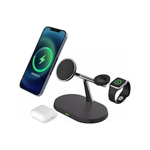 Bw04 Apple Kablosuz Wireless Hızlı Şarj Standı Iwatch Airpods İphone 11 11 Pro 12 12 Pro 13 13 Pro Xs Xr 8 Uyumlu-siyah