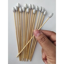 15 Cm Uzun Kürdan - 30 Adet Dekoratif Lüks Gümüş Varaklı Yaldız Boncuklu Kokteyl Karıştırıcı