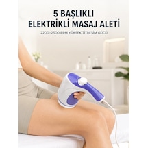 5 Başlıklı Elektrikli Masaj Aleti 2200-2500 Rpm Yüksek Titreşimli Vücut Bakım Ve Rahatlama Cihazı Çok Renkli
