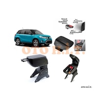 Suzuki Vitara Uyumlu Kol Dayama Ve Kolçak Sürgülü Bardaklıklı Ayarlanabilir Siyah Deri