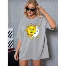 Kozia Outdoors Malkoçbey Ay Güneş Baskılı T-şhirt Gri Gri