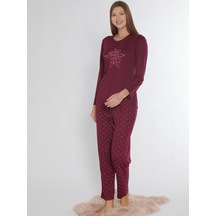 Uzun Kol Pijama Takımı Viskon Alperi 790-85 Bordo