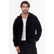 Erkek Kapüşonlu Nova Kumaş Hafif Ve Dayanıklı Şık Mevsimlik Su Ve Rüzgar Geçirmez Yağmurluk Siyah