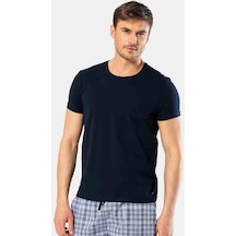Cacharel Erkek Bisiklet Yaka Likralı T-shirt 1331/lacivert 001