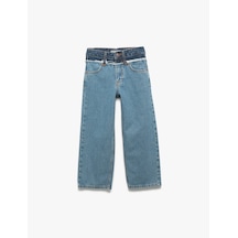 Koton Pamuklu Cepli Denim Geniş Paça Pantolon Orta İndigo 6wkg40017ad Indigo