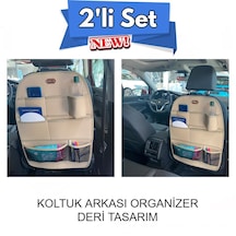 Volvo Fh 12 Lüks Deri Organizer Koltuk Arkası Düzenleyici Koruyucu Bej İkili Set