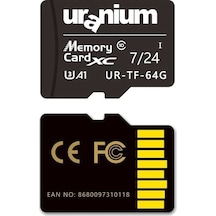 64 Gb Uranıum Ur-tf-64g Mıcro Sd Card U3 7/24 Surveıllance 100/40mbs Industrıal Hafıza Kartı 3 Yıl