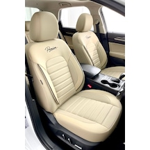 Premium Serisi Lüks Keten Üniversal Oto Koltuk Kılıfı - 5 Koltuk Tam Set Bej
