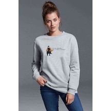 Sherlock Shock Blanket Baskılı Gri Kadın Sweatshirt