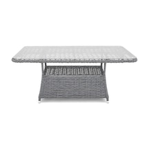 Niron Leo 3'lü Rattan Bahçe Oturma Grubu - Gri Temperli Cam Set 3+1+1+2 Puf