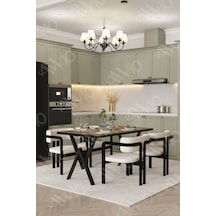 Avvio Aria Tokyo Demonte Sandalye 80x120 Yemek Masası Mutfak Masası Salon Masası 4 Kişilik Kahverengi