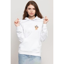 Inspector Gadget Vintage Lightning Beyaz Kadın 3ip Kapşonlu Sweatshirt 001