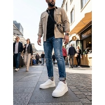 Volis M-26549 Beyaz Bağcıklı Memory Foam Taban Günlük Erkek Sneaker Ayakkabı