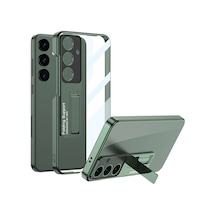 Galaxy Uyumlu S24 Kılıf Kamera Korumalı Şeffaf Tasarımlı Pazarplus Lego Standlı Kılıf Yeşil