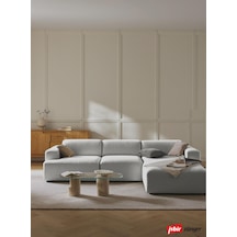 Mode Sofesta Sağ Köşe Koltuk Takımı 3 Modül Gri Keten 19 Kumaş