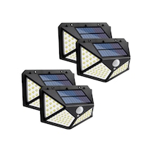 4 Adet Güneş Enerjili Solar Bahçe Duvar Lamba Aydınlatma 100 Led