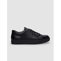 Cabani %100 Hakiki Deri Siyah Bağcıklı Erkek Sneaker Siyah
