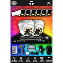 Turkno 8 Kameralı Supia 2 İç Kamera Set HDD'siz 5 MP 2K Net Renkli Gece Görüşlü Güvenlik Kamerası Sistemi