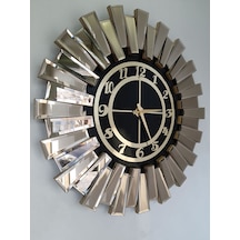 Ayna Denizi Güneş Twins Bronze Black Model Altın Siyah Renk 70 cm Dekoratif Aynalı Duvar Saati Altın - Siyah