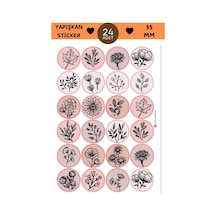 24 Adet - Pink Autumn Sprint Sticker - Hediye Paketi Sticker - Pembe Çiçek Sticker - Yaprak Sticker Çok Renkli