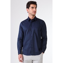 Dufy Lacivert Erkek Slim Fit Klasik Yaka Uzun Kol Gömlek - 108000 Lacivert