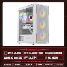 Xaser Light X40 R7-5700X 32 GB 1 TB M.2 NVMe SSD 16 GB RTX5060 Ti Free Dos Oem Paket Masaüstü Oyuncu Bilgisayarı