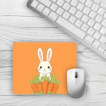 Havuç Ve Tavşan Tasarımlı Baskılı Kaymaz Taban 18x22 Cm Mouse Pad