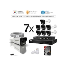 7'li Ip-5mp-poeli-sesli -gece Renkli- Su Geçirmez- Full Hd-500gb-güvenlik Kamera Seti