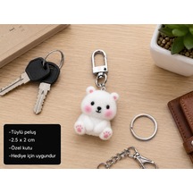 Snowy Pofuduk Ayıcık Charm Anahtarlık Peluş Çanta Süsü Ve Sevimli Hediye